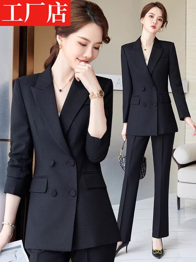 High Quality Double Breasted Women’s Black Business Suit