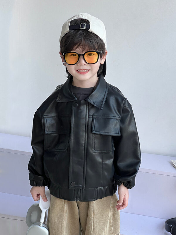 Boys Faux Leather Jacket Toddler Kids - Image 4