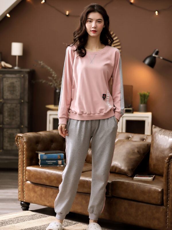 Women's Long Sleeve Pure Cotton Home Pajamas Set 2 Pieces - Image 4