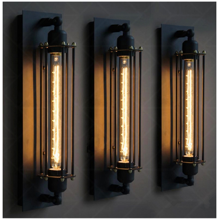 Retro Edison Flute Iron Tall Wall Lamp