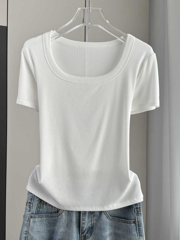 Women's Short Sleeve Square Neck T-Shirt - Image 3