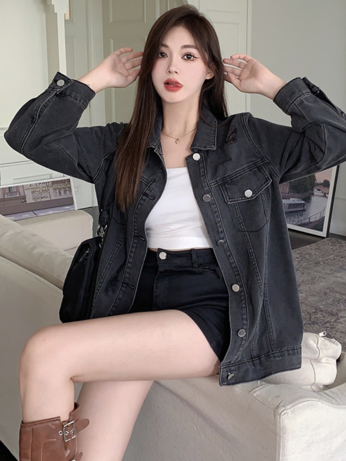 Women’s Oversized Ripped Denim Jacket, Stylish and Unique Jacket