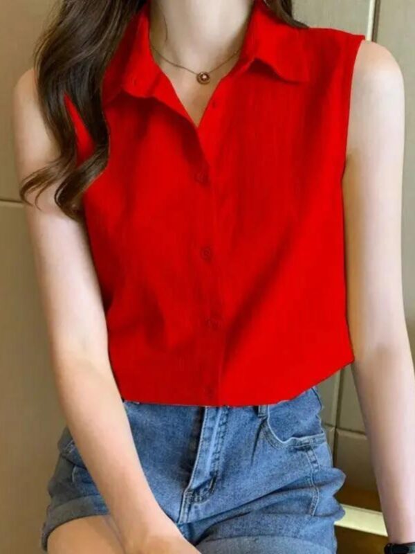 Summer Chiffon Shirt Women's Sleeveless Suit - Image 5