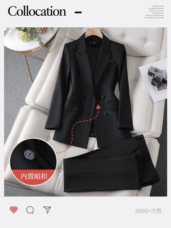 High Quality Double Breasted Women's Black Business Suit - Image 3