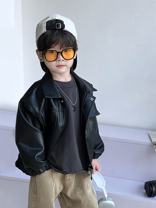 Boys Faux Leather Jacket Toddler Kids - Image 2