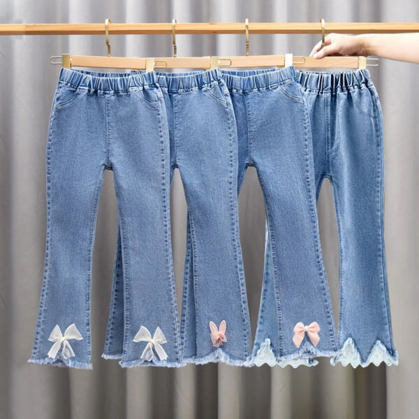 Girls' Stretch Flared Jeans for Kids (Ages 6-12) - Image 2