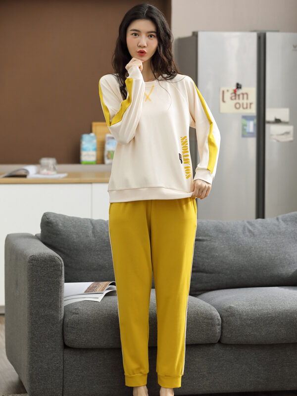 Women's Long Sleeve Pure Cotton Home Pajamas Set 2 Pieces - Image 5