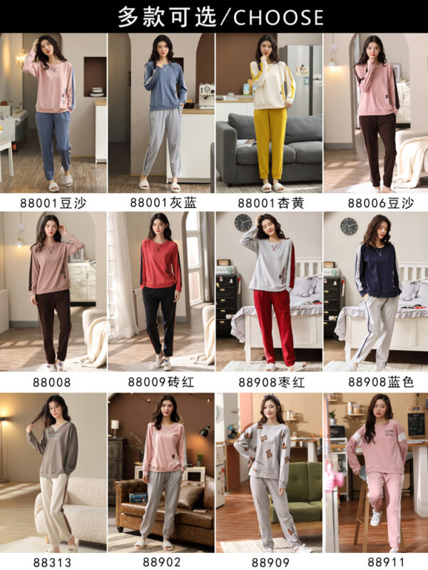 Women's Long Sleeve Pure Cotton Home Pajamas Set 2 Pieces - Image 2