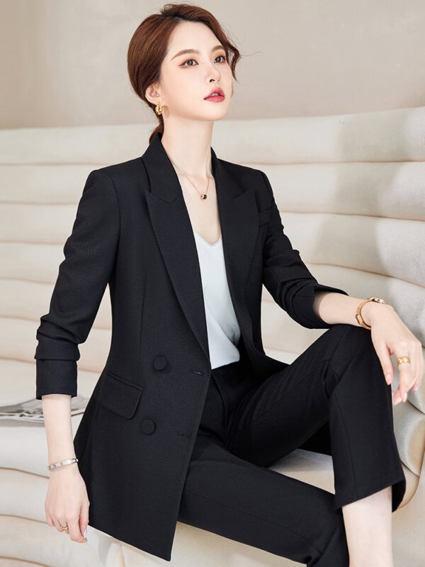 High Quality Double Breasted Women's Black Business Suit - Image 4