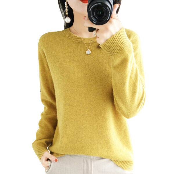 Korean Women's Short Round Neck Cashmere Sweater - Image 5