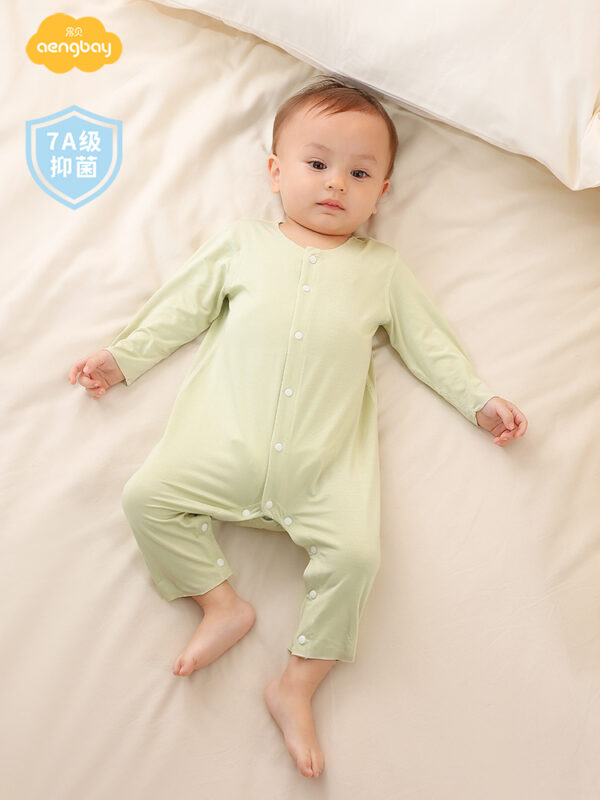 Aengbay Summer Newborn Long Sleeve Modal Baby Romper - Image 2