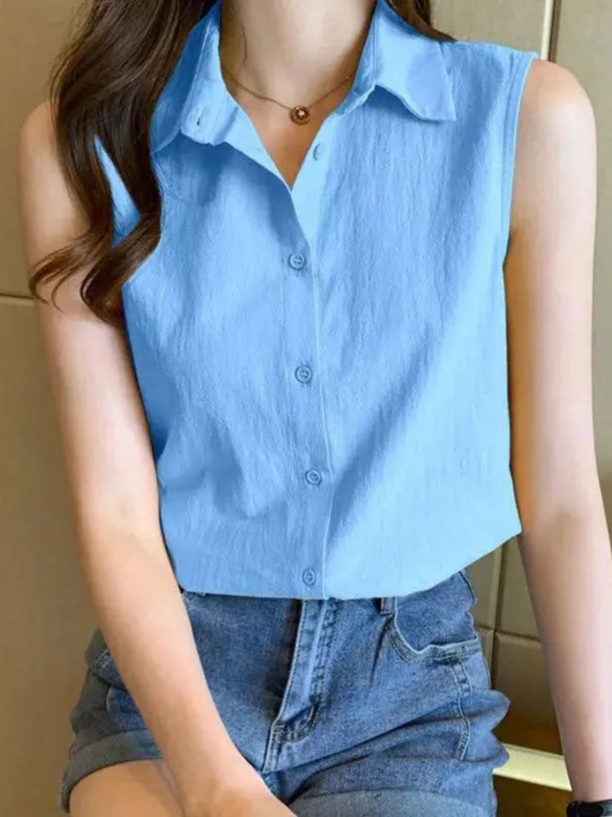 Summer Chiffon Shirt Women’s Sleeveless Suit