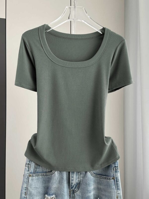 Women's Short Sleeve Square Neck T-Shirt - Image 4